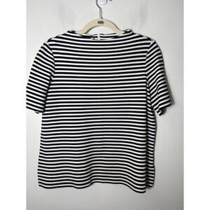 Lafayette 148 Black and White Stripe Short Sleeve Top Sz M